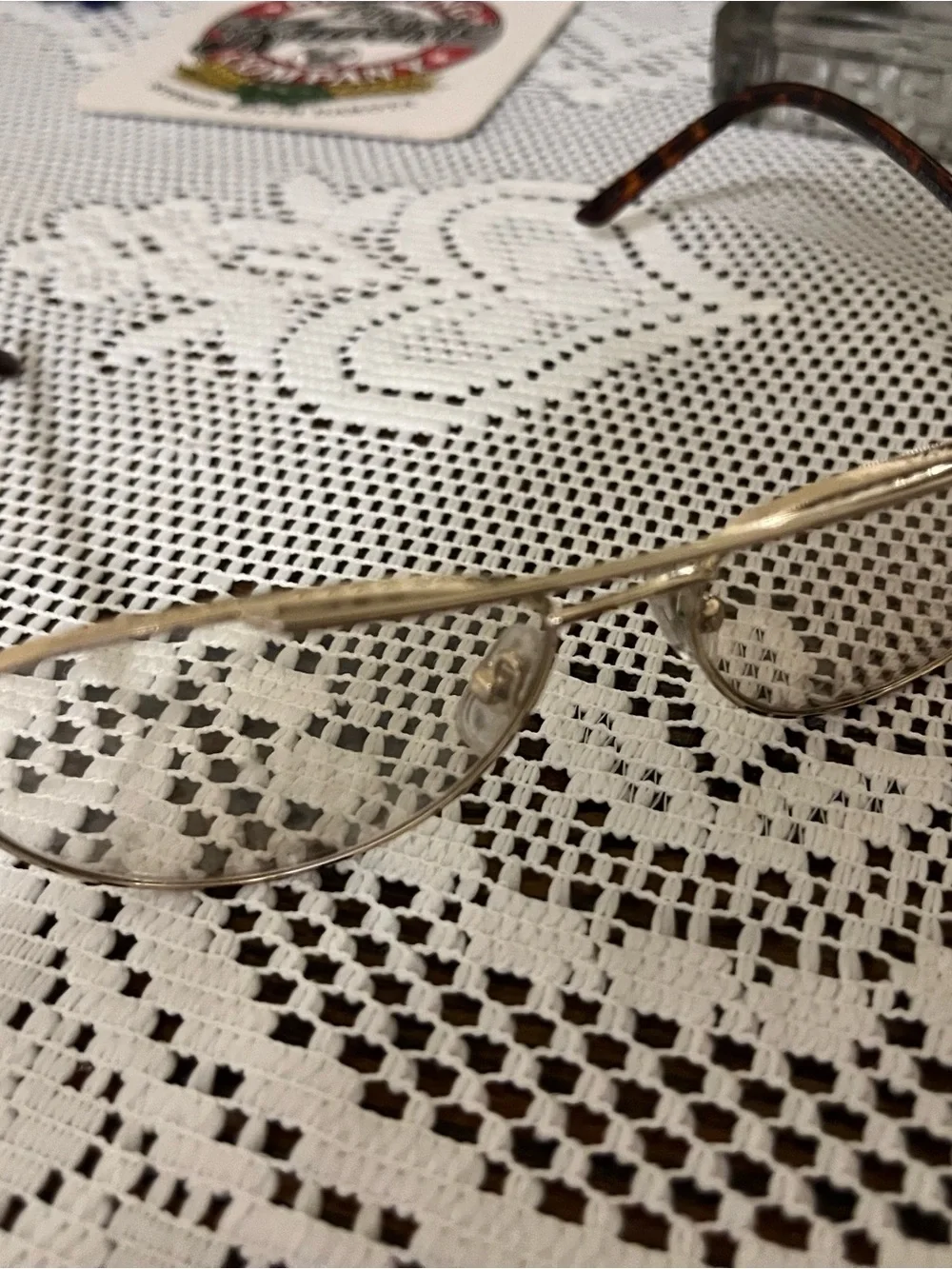 Gold Metal Rim Eyeglasses with Tortoiseshell ear band